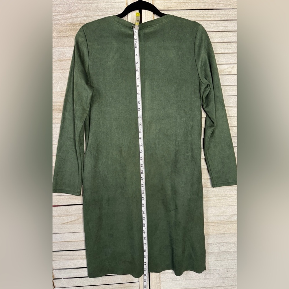 Joh Green V-Neck Faux Suede Dress. Small Great Condition Classic Forest Green - Picture 3 of 13